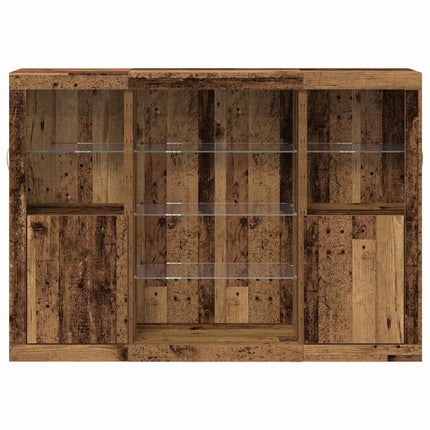 LED-sido bord Gammalt trä 142,5 x 37 x 100 cm Konstruerat trä