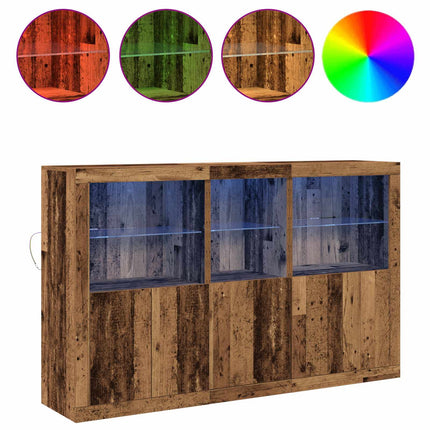 LED-sido bord Gammalt trä 162 x 37 x 100 cm Konstruerat trä