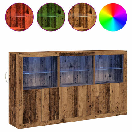 LED-sido bord Gammalt trä 181,5 x 37 x 100 cm Konstruerat trä