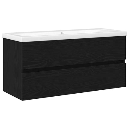 Badrumsskåp med handfat Svart Ek 100 x 39 x 62 cm