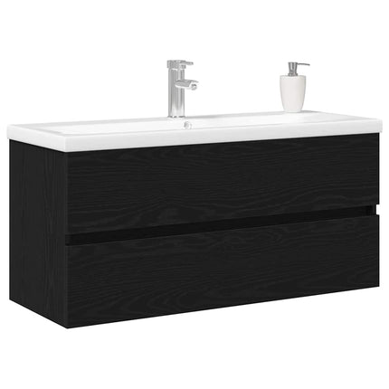 Badrumsskåp med handfat Svart Ek 100 x 39 x 62 cm
