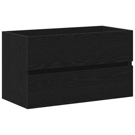 Badrumsskåp med handfat Svart Ek 80 x 39 x 62 cm