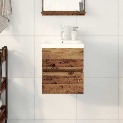 Badrumsskåp med handfat Svart Ek 80 x 39 x 62 cm