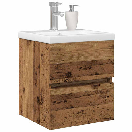 Badrumsskåp med handfat Väggmonterad Svart Ek 80 x 39 x 62 cm
