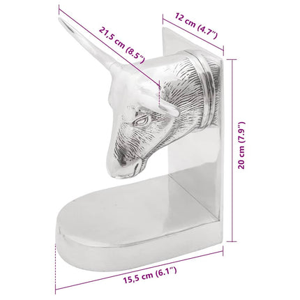 Bokstöd 2 pcs Silver 21,5 x 15,5 x 20 cm Aluminium