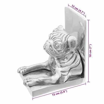 Bokstöd 2 st Silver 12 x 15 x 18 cm Aluminium