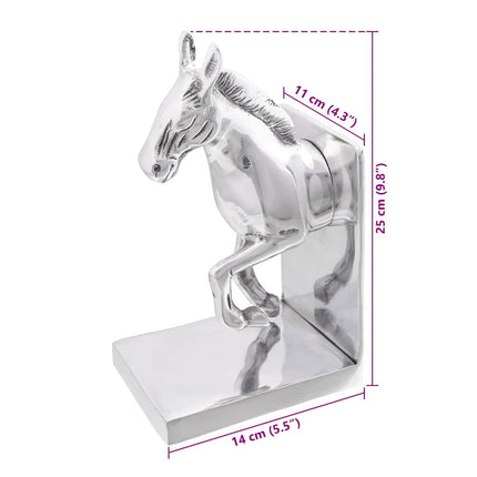 Bokstöd 2 st Silver 11 x 14 x 25 cm Aluminium