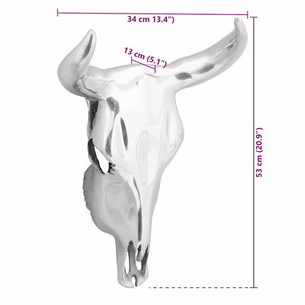 Bulls skull Silver 34 x 13 x 53 cm Aluminium