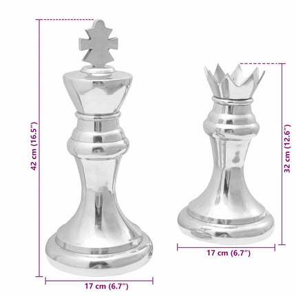 Skulpturer 2 pcs Silver 17 x 17 x 42 cm Aluminium
