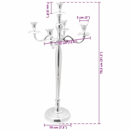 Ljusstake Silver 32 X 32 X 79.5 Cm Aluminium
