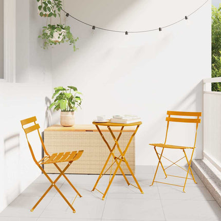 Fällstol för trädgård 2 pcs Senapsgul 42 x 46 x 82 cm Metall