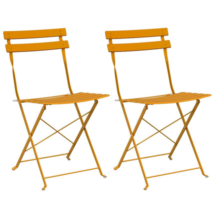 Fällstol för trädgård 2 pcs Senapsgul 42 x 46 x 82 cm Metall