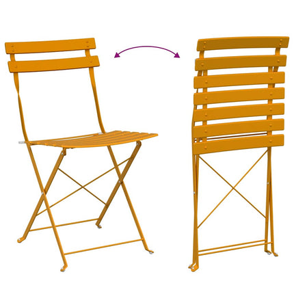 Fällstol för trädgård 2 pcs Senapsgul 42 x 46 x 82 cm Metall