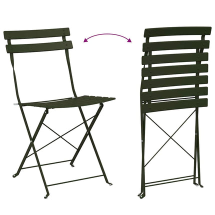 Fällbart bistroset 3 pcs Skog Stål