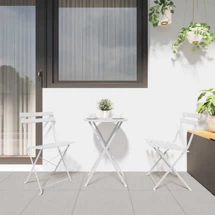 Fällbart bistroset 3 pcs Vit Stål