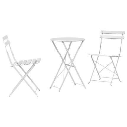 Fällbart bistroset 3 pcs Vit Stål