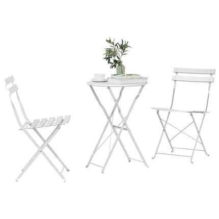 Fällbart bistroset 3 pcs Vit Stål