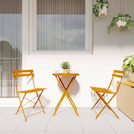 Fällbart bistroset 3 pcs Senapsgul Stål