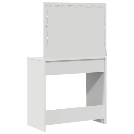 Smyckebord med låda Vit 78,5 x 41 x 135 cm Konstruerat trä
