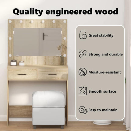 Smyckebord Sonoma-ek 78,5 x 41 x 135 cm Konstruerat trä
