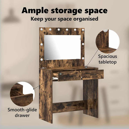 Smyckebord Rökt ek 78,5 x 41 x 135 cm Konstruerat trä