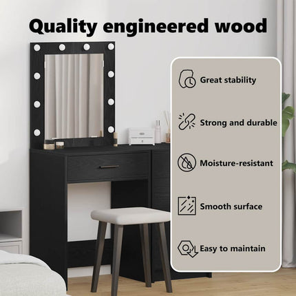 Smyckebord Svart Ek 50 x 41 x 135 cm Konstruerat trä