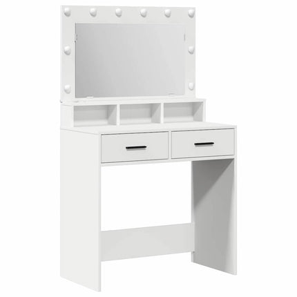 Smyckebord med låda Vit 79 x 41 x 135 cm Konstruerat trä