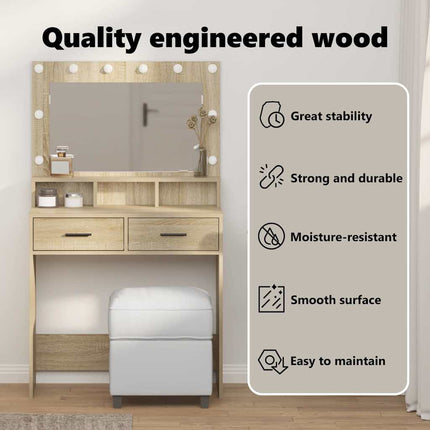 Smyckebord Sonoma-ek 79 x 41 x 135 cm Konstruerat trä