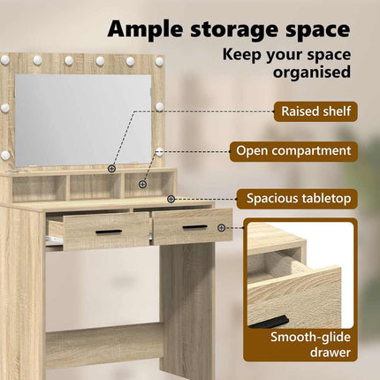 Smyckebord Sonoma-ek 79 x 41 x 135 cm Konstruerat trä