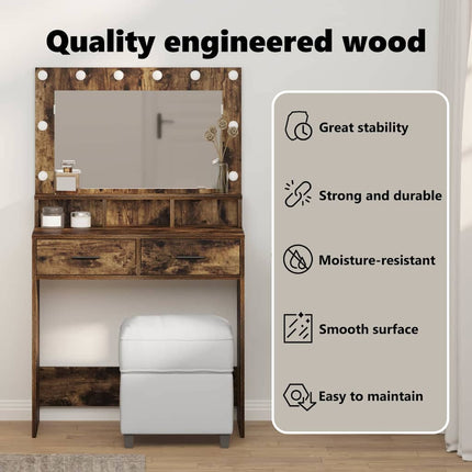 Smyckebord Rökt ek 79 x 41 x 135 cm Konstruerat trä