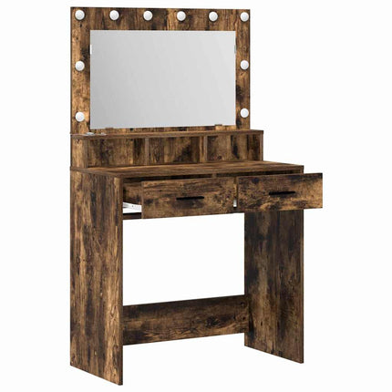 Smyckebord med låda Rökt ek 79 x 41 x 135 cm Konstruerat trä