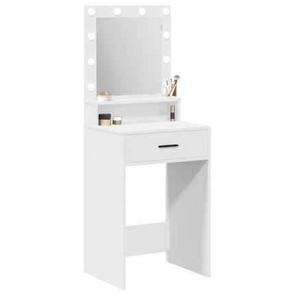 Smyckebord med låda Vit 50 x 41 x 135 cm Konstruerat trä