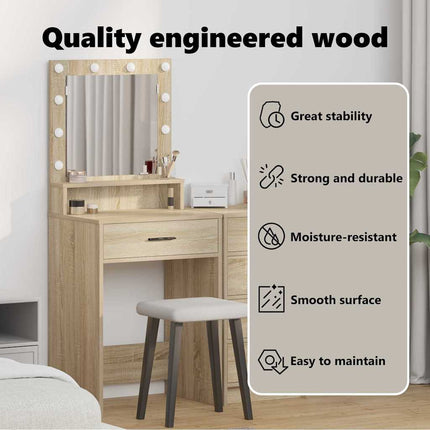 Smyckebord Sonoma-ek 50 x 41 x 135 cm Konstruerat trä