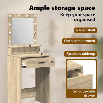 Smyckebord Sonoma-ek 50 x 41 x 135 cm Konstruerat trä