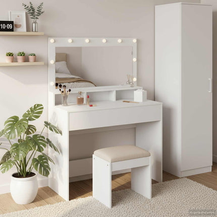Smyckebord med hylla Vit 100 x 41 x 135 cm Konstruerat trä
