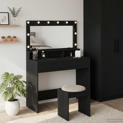 Smyckebord med hylla Svart Ek 100 x 41 x 135 cm Konstruerat trä