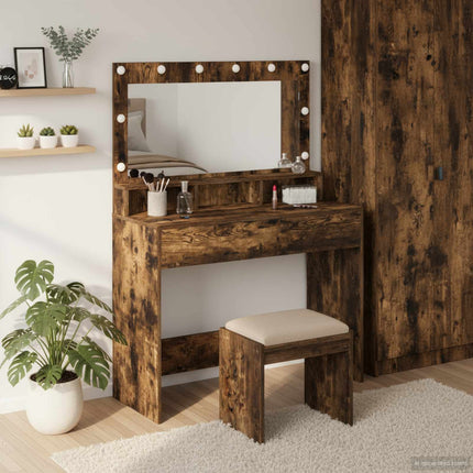 Smyckebord med hylla Rökt ek 100 x 41 x 135 cm Konstruerat trä