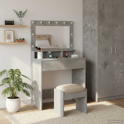 Smyckebord Betonggrå 78,5 x 41 x 135 cm Konstruerat trä