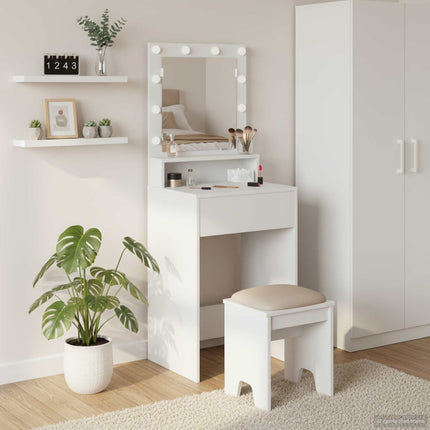 Smyckebord med hylla Vit 50 x 41 x 135 cm Konstruerat trä