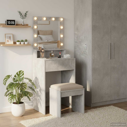 Smyckebord med hylla Betonggrå 50 x 41 x 135 cm Konstruerat trä