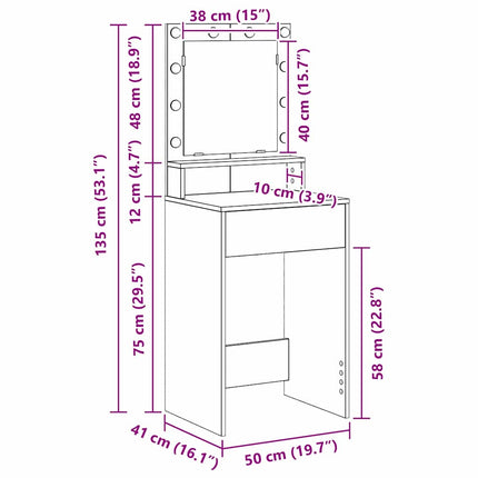 Smyckebord Gammalt trä 50 x 41 x 135 cm Konstruerat trä