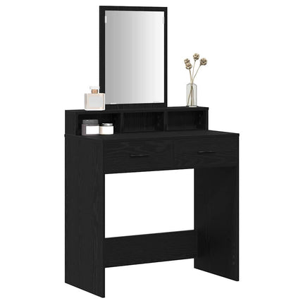Smyckebord med låda Svart Ek 79 x 41 x 140 cm Konstruerat trä