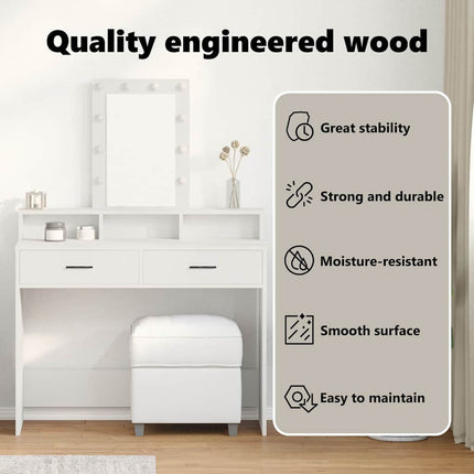 Smyckebord Vit 100 x 41 x 140 cm Konstruerat trä
