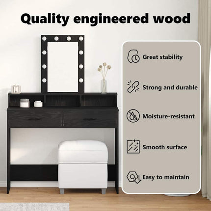 Smyckebord Svart 100 x 41 x 140 cm Konstruerat trä