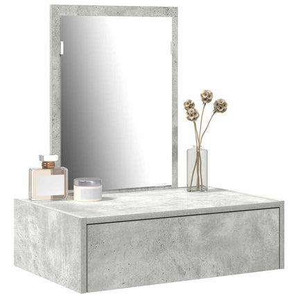 Smyckebord med låda Grå 60 x 40 x 70 cm Konstruerat trä