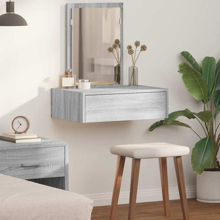 Smyckebord med låda Grå 60 x 40 x 70 cm Konstruerat trä