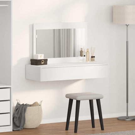 Smyckebord med låda Vit 100 x 40 x 70 cm Konstruerat trä