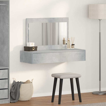 Smyckebord med låda Grå 100 x 40 x 70 cm Konstruerat trä