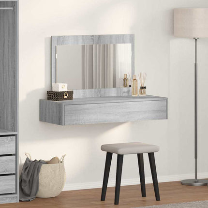 Smyckebord med låda Grå 100 x 40 x 70 cm Konstruerat trä