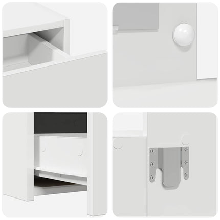Smyckebord med låda Vit 83 x 40 x 70 cm Konstruerat trä